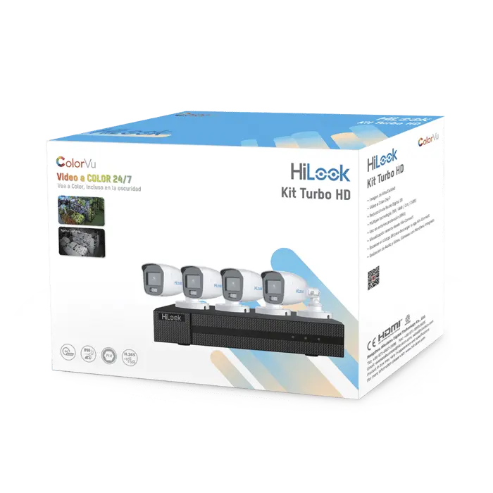 [HL-1080-CV/A] Kit TurboHD 1080p / DVR 4 Canales / 4 Cámaras Bala ColorVu con Micrófono Integrado / Fuente de Poder / Accesorios de Instalación