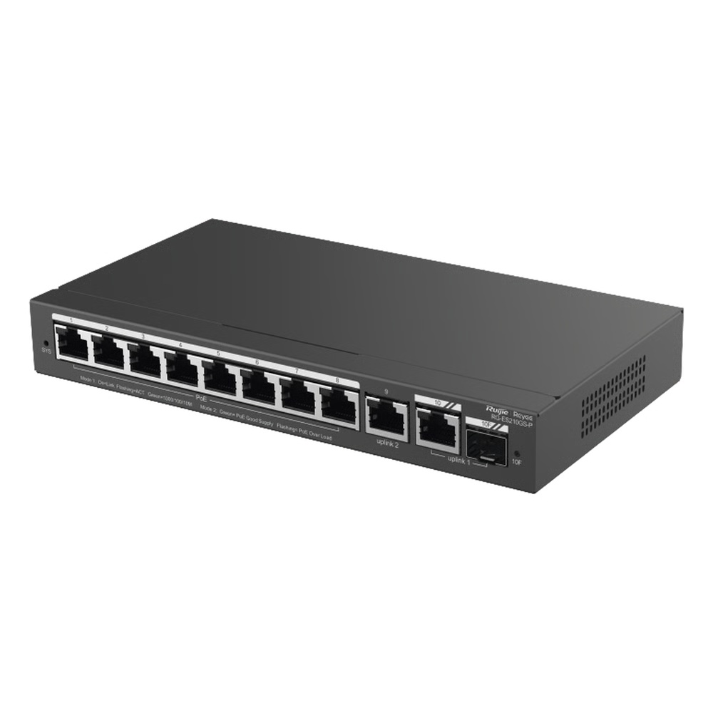 Switch Administrable 10 Puertos Gigabit PoE+ Ruijie RG-ES210GS-P