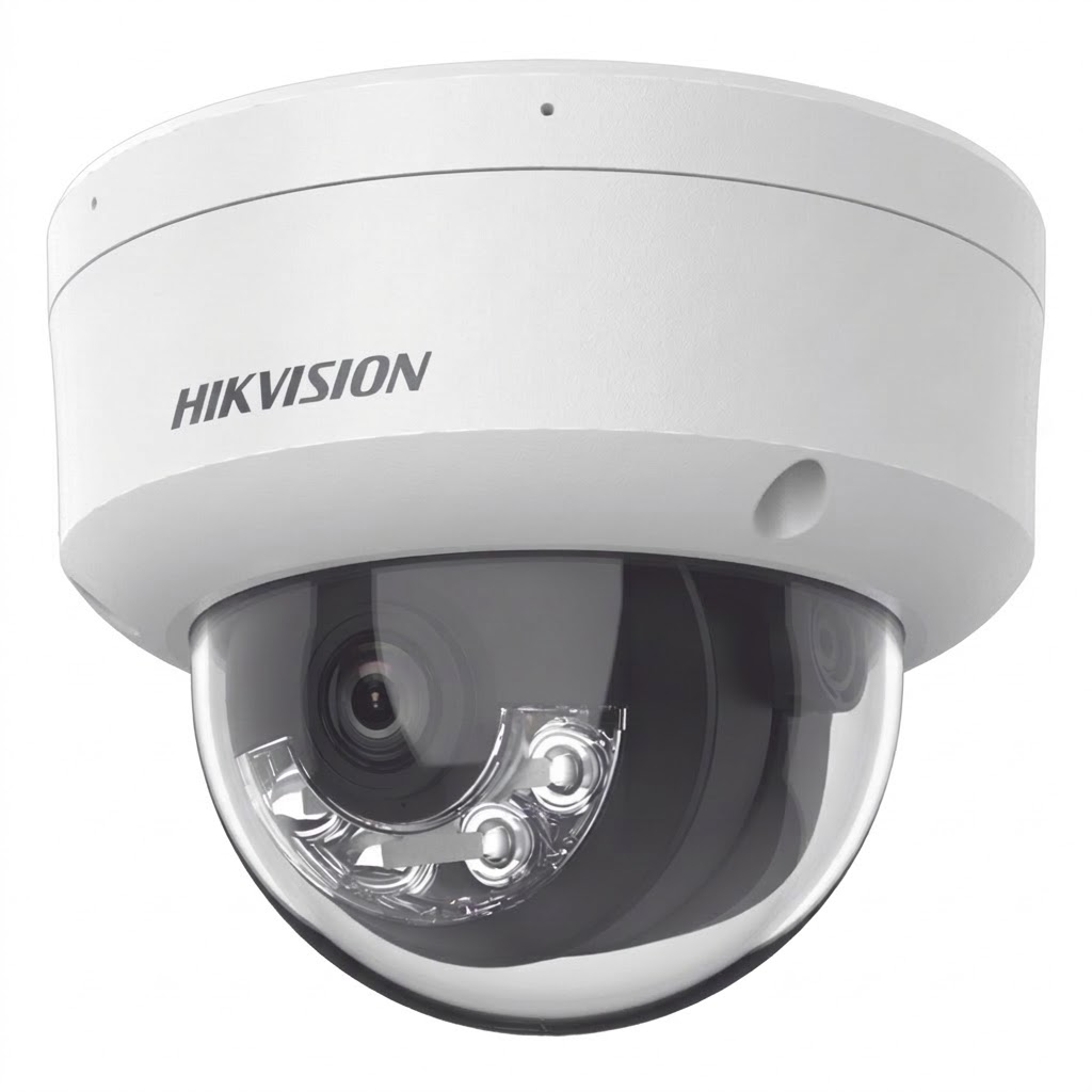 Cámara Domo IP Hikvision AcuSense 4K de 8 MP con Doble Micrófono y Luz Dual